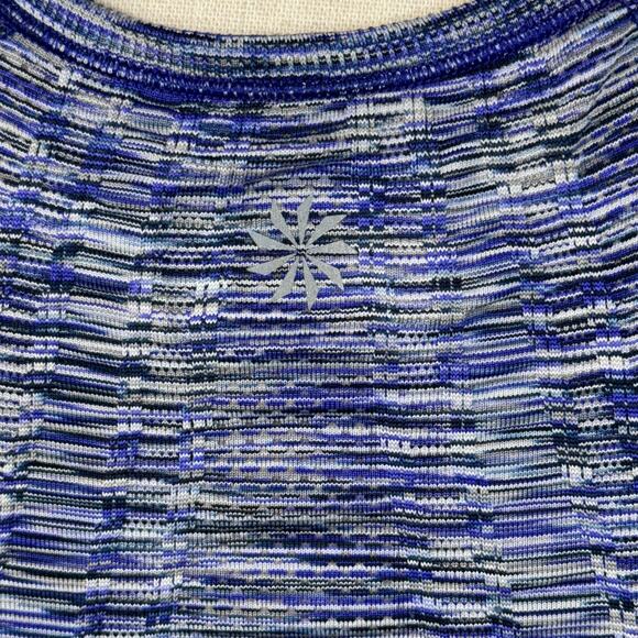 Athleta Medium Space Block Fastest Track Tee Top Ruched Space-Dye Short Sleeves - Picture 7 of 8